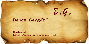 Dencs Gergő névjegykártya